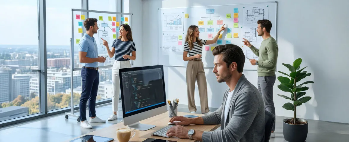 Profesional liderando iniciativas de innovación y cambio organizacional en el diplomado en transformación digital.
